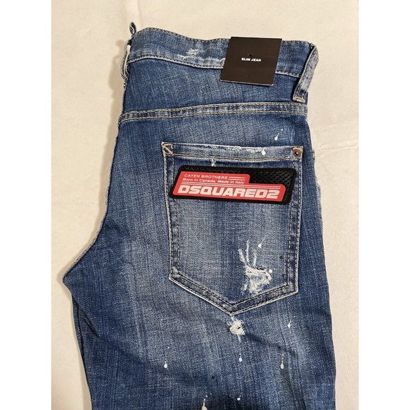 DSQUARED2 Mens Slim Jean Jeans IT44 W30 Blue Denim S71LB0594S30342470 NWT - Picture 6 of 16